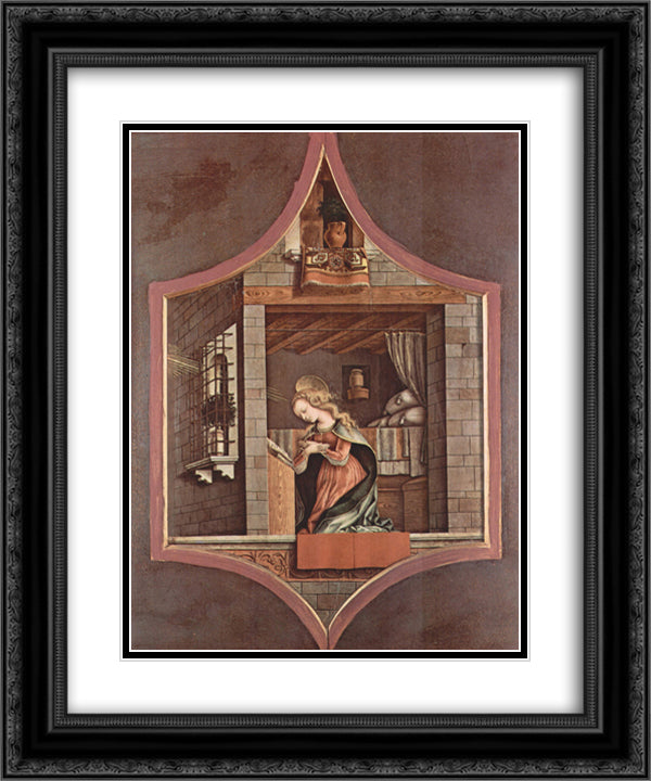 Virgin proclamation 20x24 Black Ornate Wood Framed Art Print Poster with Double Matting by Crivelli, Carlo