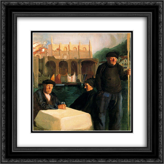 Arrantzales. Ondarroa. 20x20 Black Ornate Wood Framed Art Print Poster with Double Matting by Tejada, Carlos Saenz de