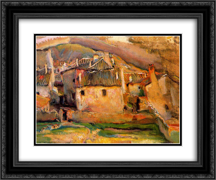 Buitrago houses 24x20 Black Ornate Wood Framed Art Print Poster with Double Matting by Tejada, Carlos Saenz de