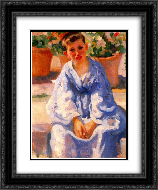 Child at the sun 20x24 Black Ornate Wood Framed Art Print Poster with Double Matting by Tejada, Carlos Saenz de