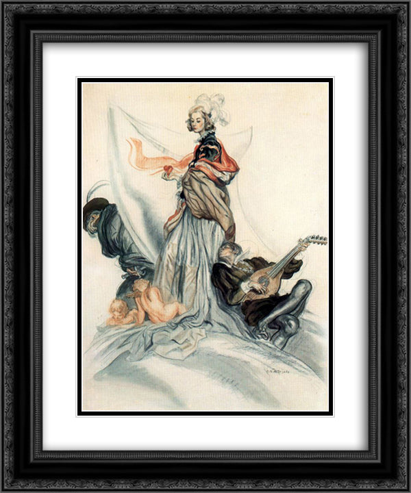 Colombina 20x24 Black Ornate Wood Framed Art Print Poster with Double Matting by Tejada, Carlos Saenz de