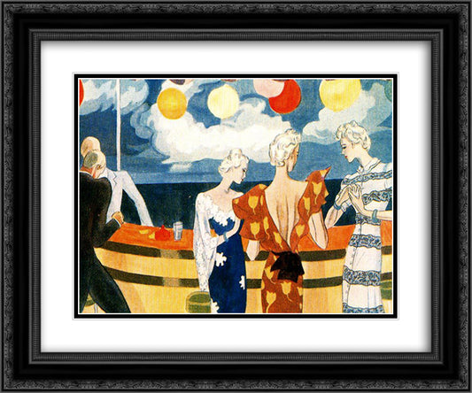 Dance at the Casino de la Playa 24x20 Black Ornate Wood Framed Art Print Poster with Double Matting by Tejada, Carlos Saenz de