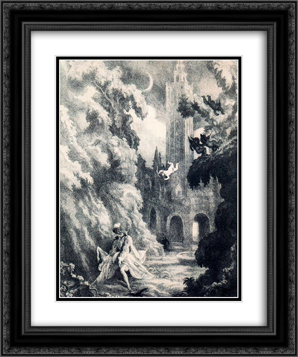 Don Juan Tenorio. The abduction of Dona Ines 20x24 Black Ornate Wood Framed Art Print Poster with Double Matting by Tejada, Carlos Saenz de