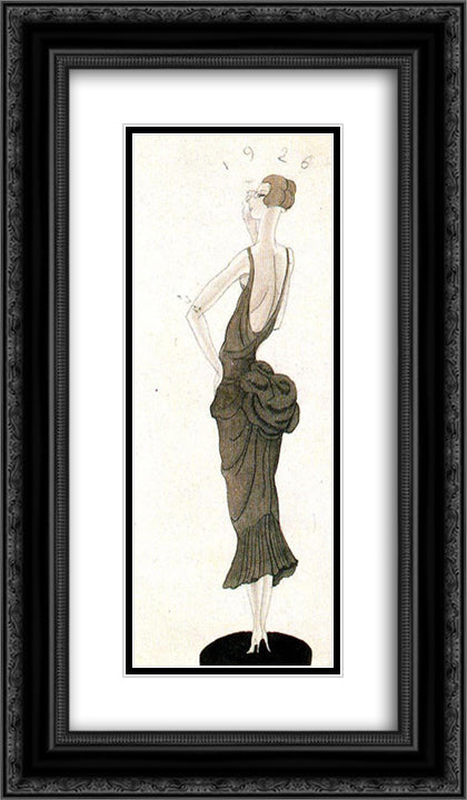 Drawing for fashion magazine 'Elegance' 14x24 Black Ornate Wood Framed Art Print Poster with Double Matting by Tejada, Carlos Saenz de