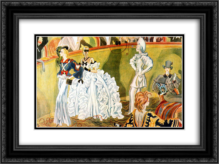 Fancy dress ball 24x18 Black Ornate Wood Framed Art Print Poster with Double Matting by Tejada, Carlos Saenz de