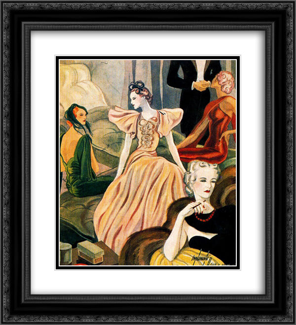 Fashion Illustration 20x22 Black Ornate Wood Framed Art Print Poster with Double Matting by Tejada, Carlos Saenz de