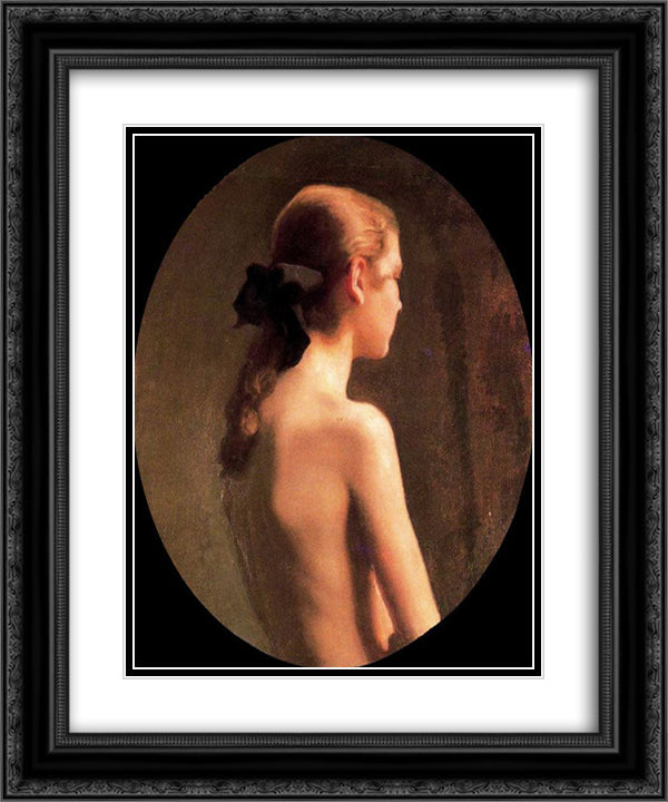 Girl from back, Luisita 20x24 Black Ornate Wood Framed Art Print Poster with Double Matting by Tejada, Carlos Saenz de