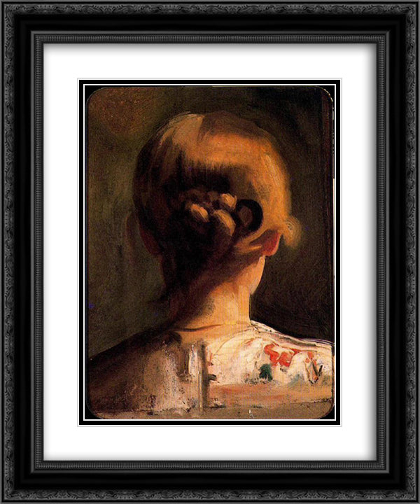 Girl seen from behind, Luisita 20x24 Black Ornate Wood Framed Art Print Poster with Double Matting by Tejada, Carlos Saenz de