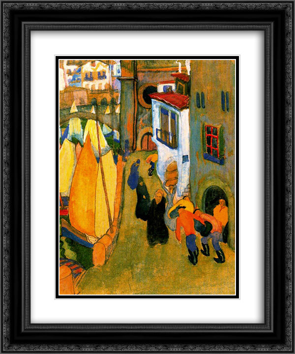 Houses in Buitrago 20x24 Black Ornate Wood Framed Art Print Poster with Double Matting by Tejada, Carlos Saenz de