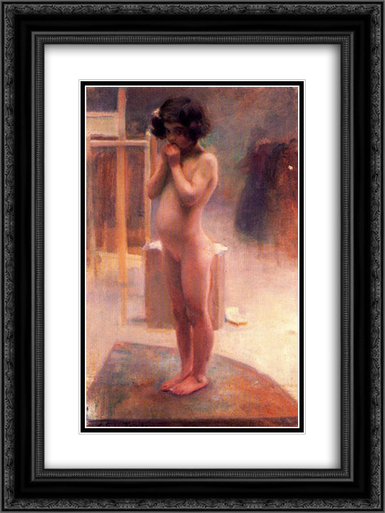 Nude girl 18x24 Black Ornate Wood Framed Art Print Poster with Double Matting by Tejada, Carlos Saenz de