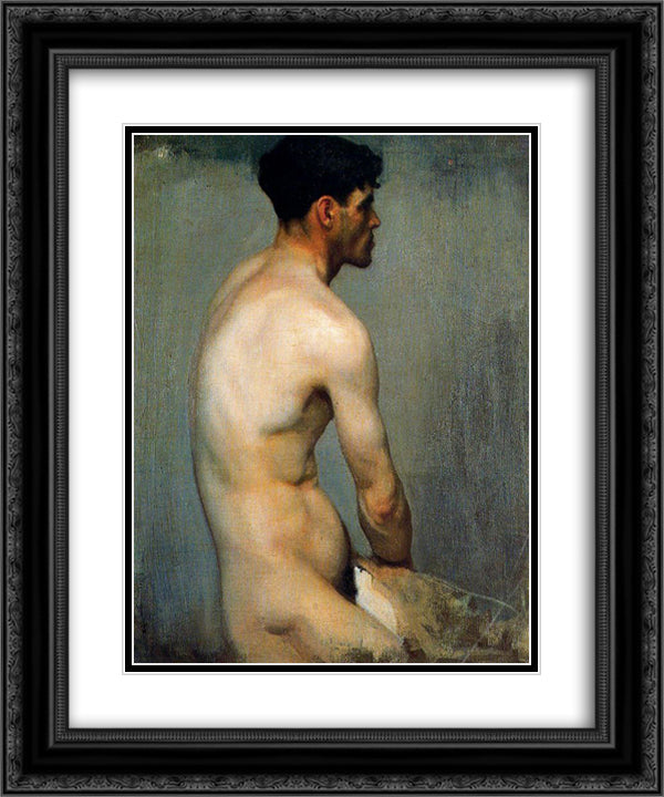 Nude model 20x24 Black Ornate Wood Framed Art Print Poster with Double Matting by Tejada, Carlos Saenz de