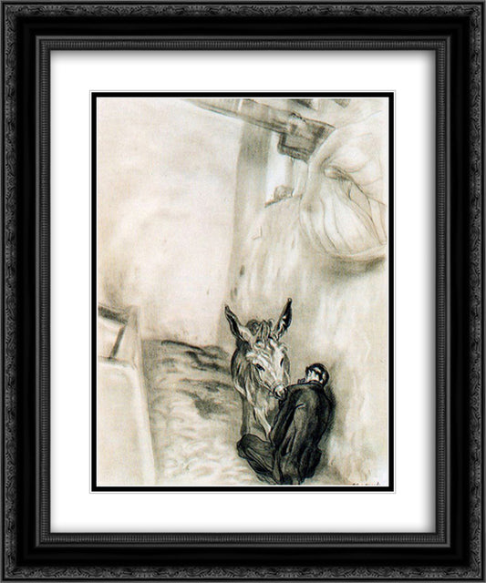 Platero. The lulling sleeping brother. 20x24 Black Ornate Wood Framed Art Print Poster with Double Matting by Tejada, Carlos Saenz de