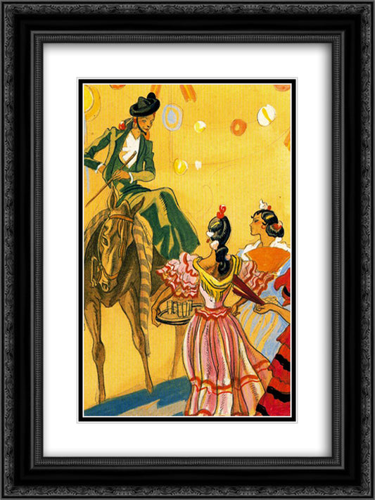 Sketch for folk scene 18x24 Black Ornate Wood Framed Art Print Poster with Double Matting by Tejada, Carlos Saenz de