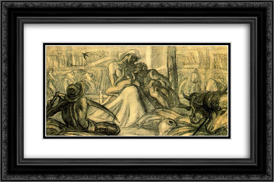 Sketch of mural decoration for the Institute of Agronomic Research Madird 24x16 Black Ornate Wood Framed Art Print Poster with Double Matting by Tejada, Carlos Saenz de