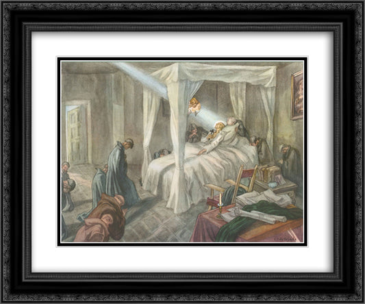 The Life of St. Ignatius Loyola. Plate 10. The Death of St. Ignatius 31st July 1556. 24x20 Black Ornate Wood Framed Art Print Poster with Double Matting by Tejada, Carlos Saenz de