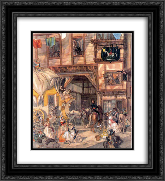 The portalon. Vitoria, fifties. 20x22 Black Ornate Wood Framed Art Print Poster with Double Matting by Tejada, Carlos Saenz de