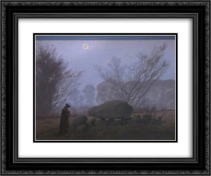 A Walk at Dusk 24x20 Black Ornate Wood Framed Art Print Poster with Double Matting by Friedrich, Caspar David