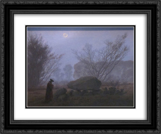 A Walk at Dusk 24x20 Black Ornate Wood Framed Art Print Poster with Double Matting by Friedrich, Caspar David