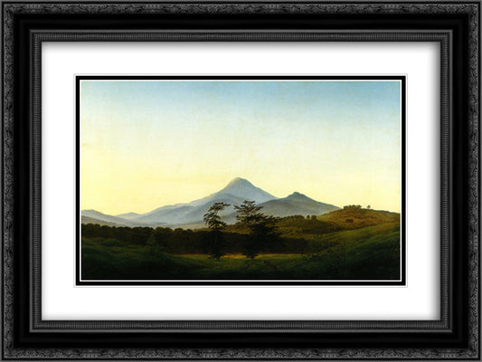 Bohemian Landscape 24x18 Black Ornate Wood Framed Art Print Poster with Double Matting by Friedrich, Caspar David