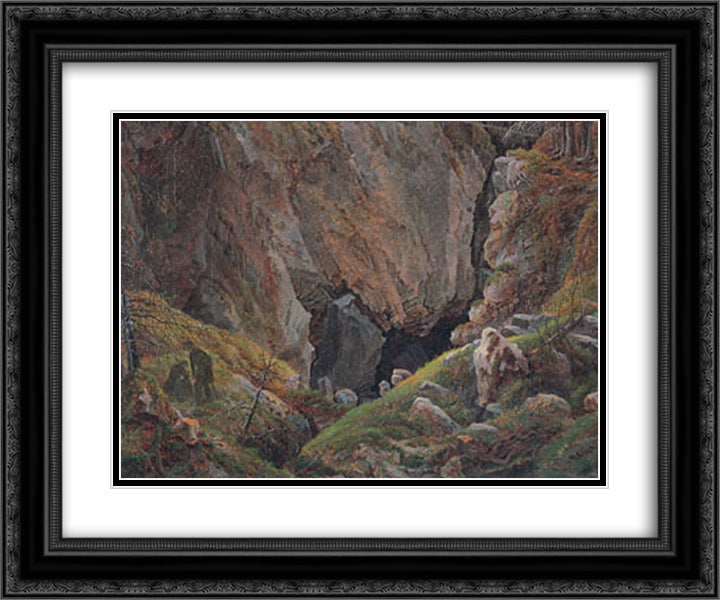 Canyon in the resin 24x20 Black Ornate Wood Framed Art Print Poster with Double Matting by Friedrich, Caspar David