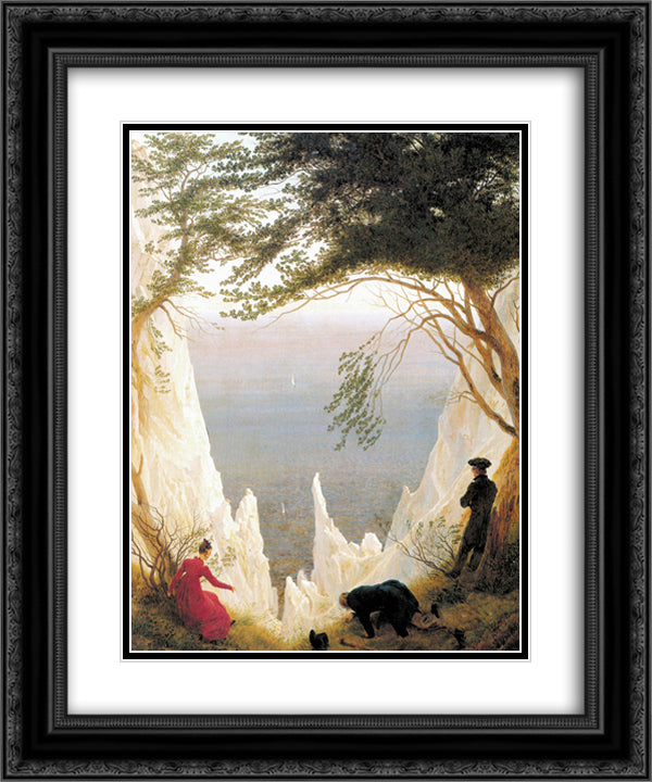 Chalk Cliffs on Rugen 20x24 Black Ornate Wood Framed Art Print Poster with Double Matting by Friedrich, Caspar David