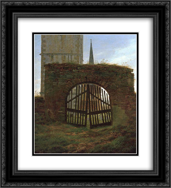 Churchyard Gate 20x22 Black Ornate Wood Framed Art Print Poster with Double Matting by Friedrich, Caspar David