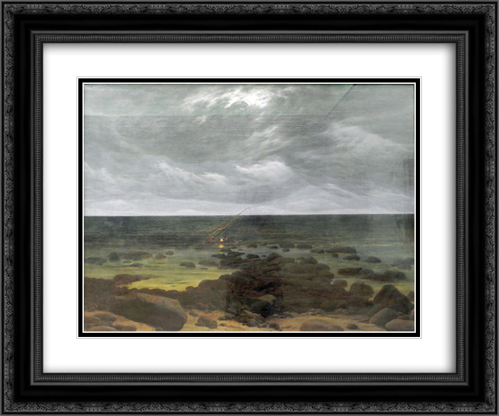 Coast Scene 24x20 Black Ornate Wood Framed Art Print Poster with Double Matting by Friedrich, Caspar David