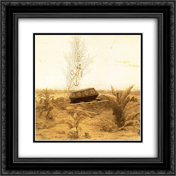 Coffin and Grave 20x20 Black Ornate Wood Framed Art Print Poster with Double Matting by Friedrich, Caspar David