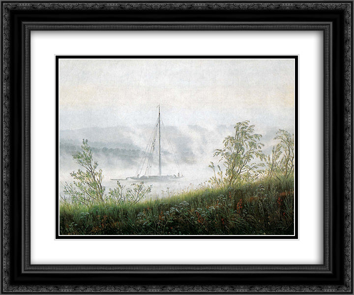 Elbschiff in early morning fog 24x20 Black Ornate Wood Framed Art Print Poster with Double Matting by Friedrich, Caspar David