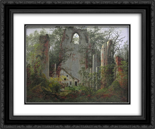 Eldena 24x20 Black Ornate Wood Framed Art Print Poster with Double Matting by Friedrich, Caspar David