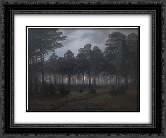 Evening 24x20 Black Ornate Wood Framed Art Print Poster with Double Matting by Friedrich, Caspar David