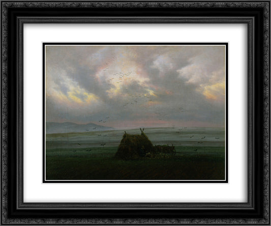 Fog 24x20 Black Ornate Wood Framed Art Print Poster with Double Matting by Friedrich, Caspar David