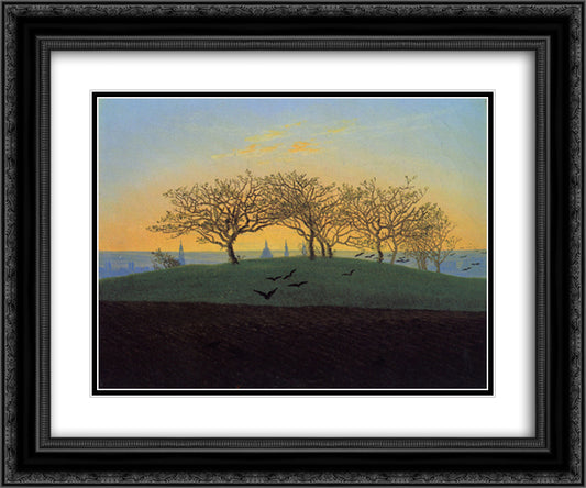 Hills and Ploughed Fields near Dresden 24x20 Black Ornate Wood Framed Art Print Poster with Double Matting by Friedrich, Caspar David