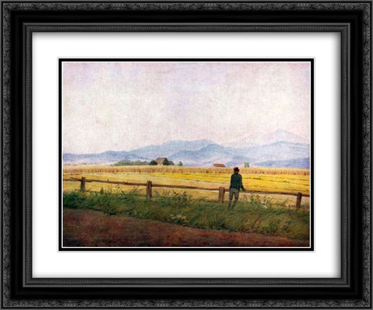 Landscape with a male figure 24x20 Black Ornate Wood Framed Art Print Poster with Double Matting by Friedrich, Caspar David