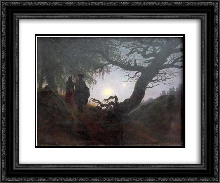 Man and Woman 24x20 Black Ornate Wood Framed Art Print Poster with Double Matting by Friedrich, Caspar David