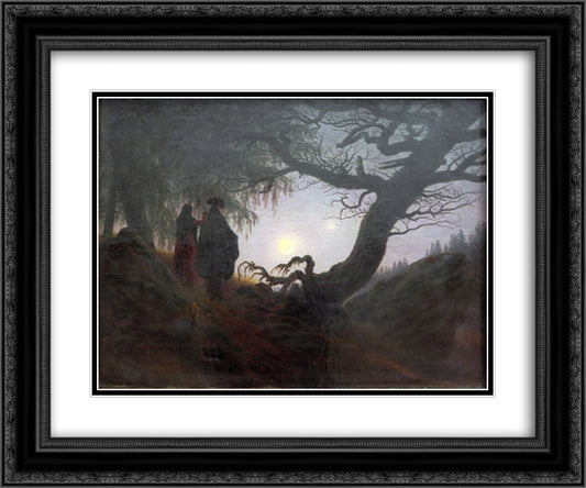 Man and Woman 24x20 Black Ornate Wood Framed Art Print Poster with Double Matting by Friedrich, Caspar David