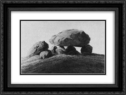 Megalithic grave 24x18 Black Ornate Wood Framed Art Print Poster with Double Matting by Friedrich, Caspar David