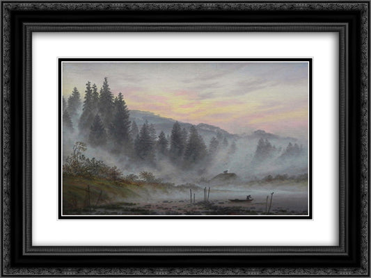 Morning 24x18 Black Ornate Wood Framed Art Print Poster with Double Matting by Friedrich, Caspar David