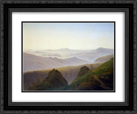 Morning in the Mountains 24x20 Black Ornate Wood Framed Art Print Poster with Double Matting by Friedrich, Caspar David