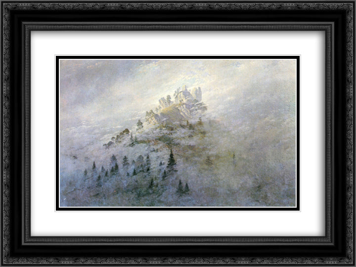 Morning mist in the mountains 24x18 Black Ornate Wood Framed Art Print Poster with Double Matting by Friedrich, Caspar David