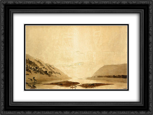 Mountainous River Landscape 24x18 Black Ornate Wood Framed Art Print Poster with Double Matting by Friedrich, Caspar David