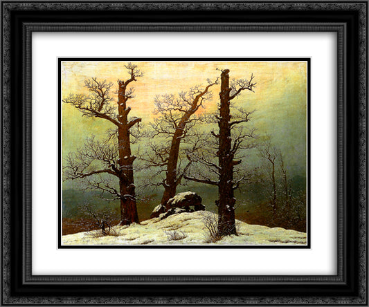 Passage grave in the snow 24x20 Black Ornate Wood Framed Art Print Poster with Double Matting by Friedrich, Caspar David