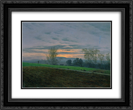 Plowed field 24x20 Black Ornate Wood Framed Art Print Poster with Double Matting by Friedrich, Caspar David