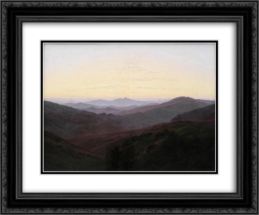 Riesengebirge 24x20 Black Ornate Wood Framed Art Print Poster with Double Matting by Friedrich, Caspar David