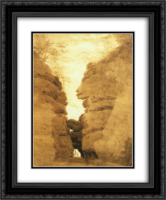 Rock arch in the Uttewalder Grund 20x24 Black Ornate Wood Framed Art Print Poster with Double Matting by Friedrich, Caspar David