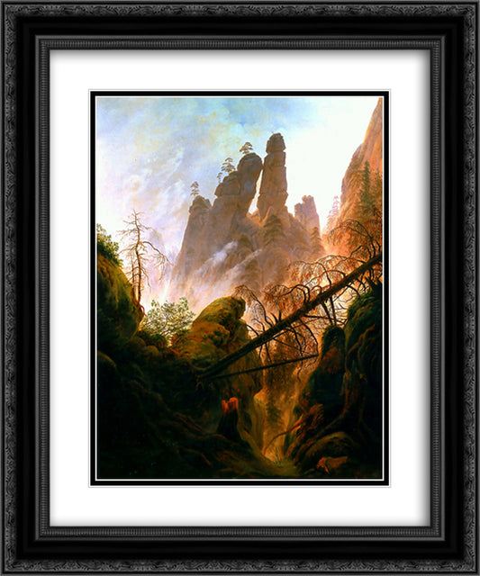 Rocky Ravine 20x24 Black Ornate Wood Framed Art Print Poster with Double Matting by Friedrich, Caspar David