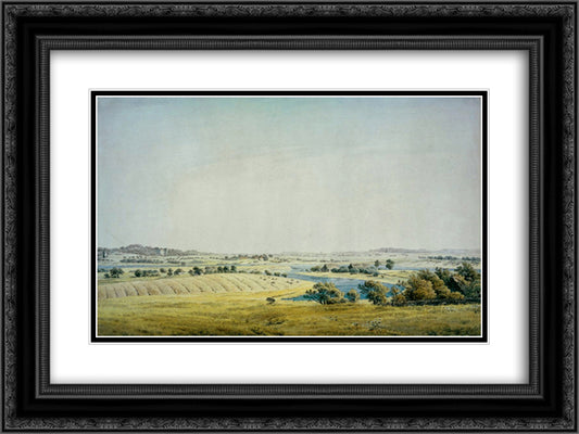 Rogen landscape in Putbus 24x18 Black Ornate Wood Framed Art Print Poster with Double Matting by Friedrich, Caspar David