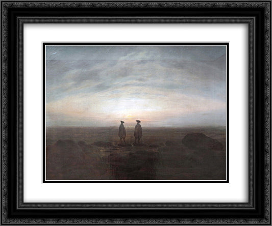Two Men by the Sea 24x20 Black Ornate Wood Framed Art Print Poster with Double Matting by Friedrich, Caspar David