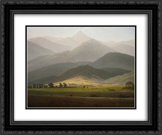View from the Small Warmbrunn Sturmhaube 24x20 Black Ornate Wood Framed Art Print Poster with Double Matting by Friedrich, Caspar David