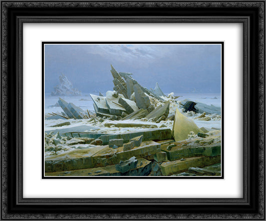 Das Eismeer 24x20 Black Ornate Wood Framed Art Print Poster with Double Matting by Friedrich, Caspar David